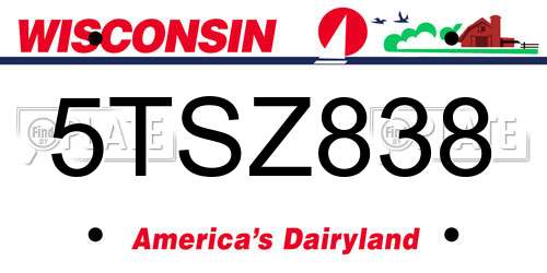 5TSZ838 Wisconsin License Plate