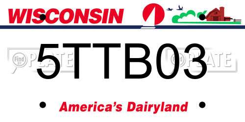 5TTB03 Wisconsin License Plate