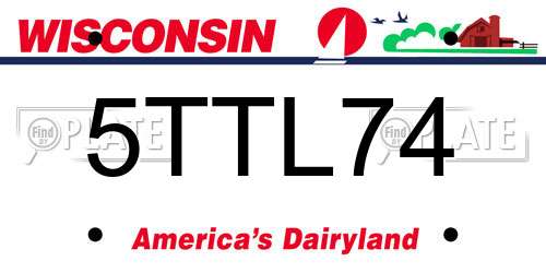 5TTL74 Wisconsin License Plate