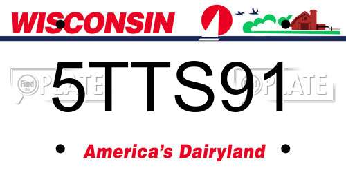 5TTS91 Wisconsin License Plate