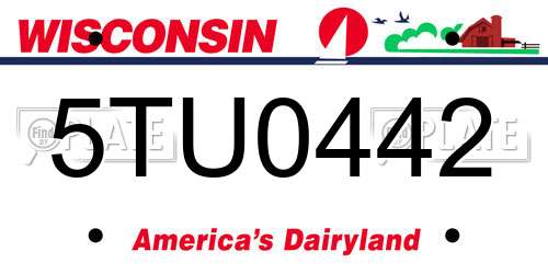 5TU0442 Wisconsin License Plate