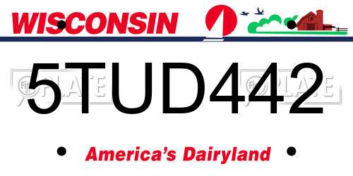 5TUD442 Wisconsin License Plate