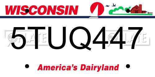 5TUQ447 Wisconsin License Plate