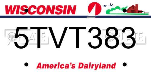 5TVT383 Wisconsin License Plate