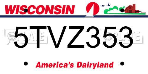 5TVZ353 Wisconsin License Plate