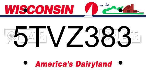 5TVZ383 Wisconsin License Plate