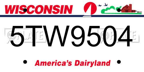 5TW9504 Wisconsin License Plate