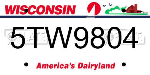 5TW9804 Wisconsin License Plate