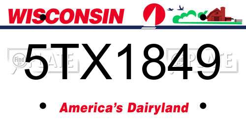 5TX1849 Wisconsin License Plate