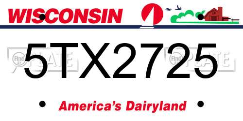 5TX2725 Wisconsin License Plate