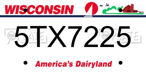 5TX7225 Wisconsin License Plate