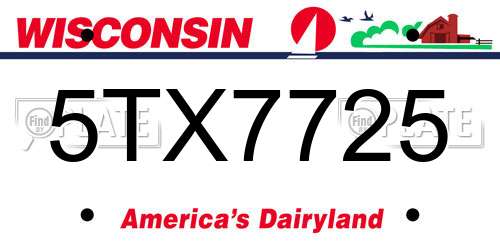 5TX7725 Wisconsin License Plate