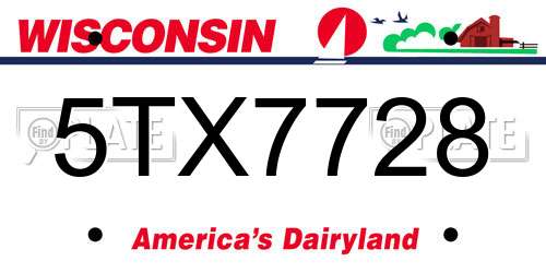 5TX7728 Wisconsin License Plate