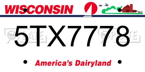 5TX7778 Wisconsin License Plate