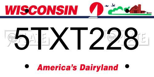 5TXT228 Wisconsin License Plate