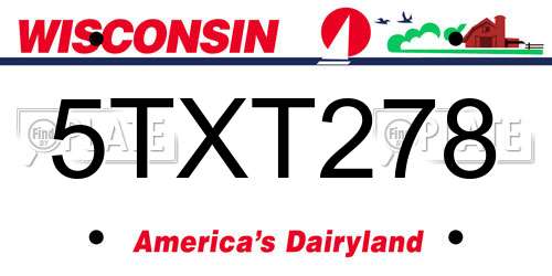 5TXT278 Wisconsin License Plate