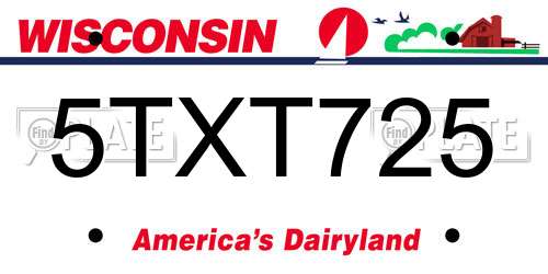 5TXT725 Wisconsin License Plate
