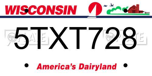 5TXT728 Wisconsin License Plate