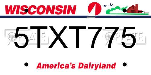 5TXT775 Wisconsin License Plate