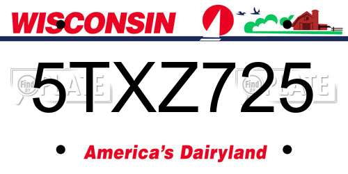 5TXZ725 Wisconsin License Plate