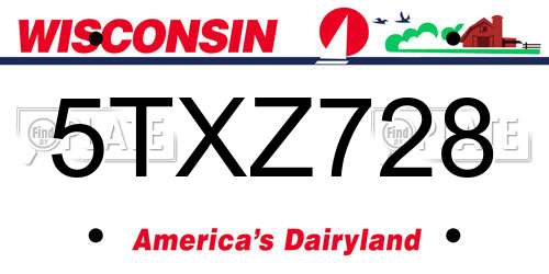 5TXZ728 Wisconsin License Plate