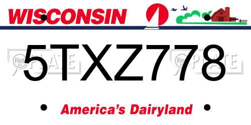 5TXZ778 Wisconsin License Plate
