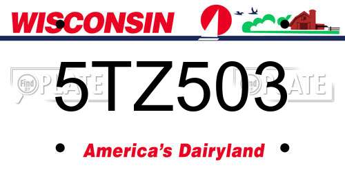 5TZ503 Wisconsin License Plate