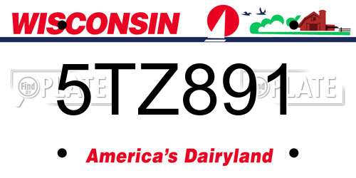 5TZ891 Wisconsin License Plate