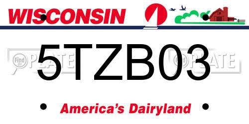 5TZB03 Wisconsin License Plate