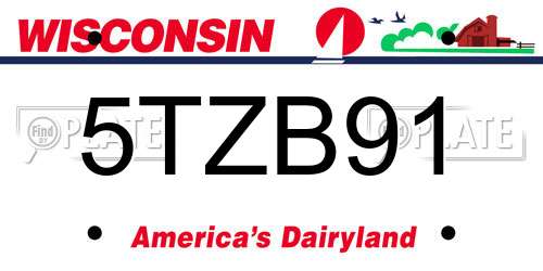 5TZB91 Wisconsin License Plate