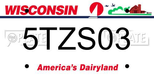 5TZS03 Wisconsin License Plate