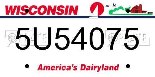 5U54075 Wisconsin License Plate