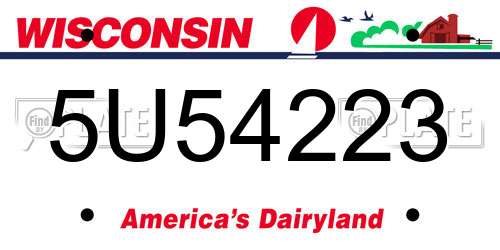 5U54223 Wisconsin License Plate