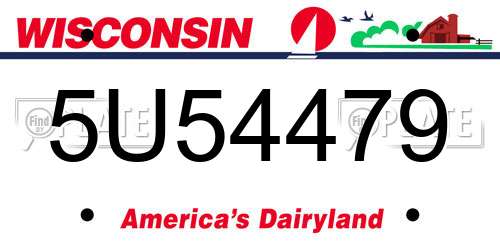 5U54479 Wisconsin License Plate