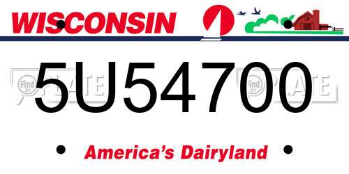 5U54700 Wisconsin License Plate