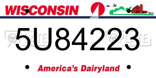 5U84223 Wisconsin License Plate