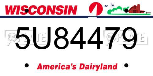 5U84479 Wisconsin License Plate