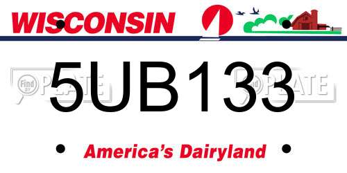 5UB133 Wisconsin License Plate