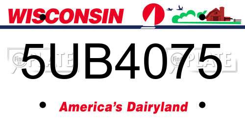 5UB4075 Wisconsin License Plate