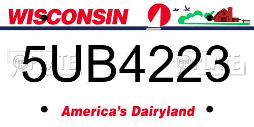 5UB4223 Wisconsin License Plate