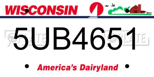 5UB4651 Wisconsin License Plate
