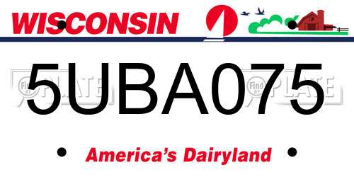 5UBA075 Wisconsin License Plate
