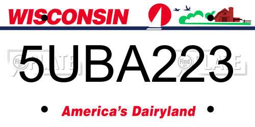 5UBA223 Wisconsin License Plate