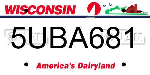 5UBA681 Wisconsin License Plate