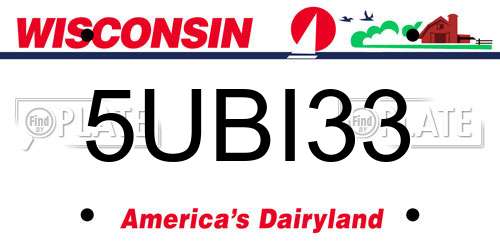 5UBI33 Wisconsin License Plate