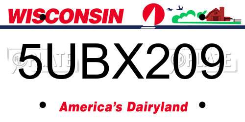 5UBX209 Wisconsin License Plate