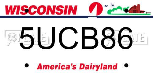 5UCB86 Wisconsin License Plate