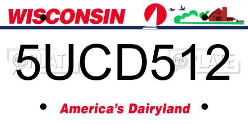 5UCD512 Wisconsin License Plate