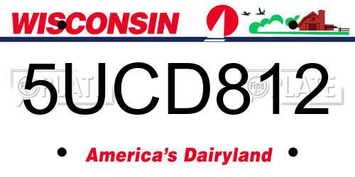 5UCD812 Wisconsin License Plate