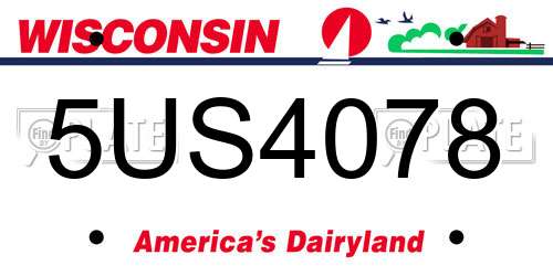 5US4078 Wisconsin License Plate